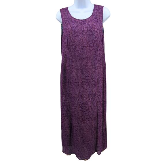 Vintage Reversible Maxi Dress Sag Harbor Small Purple Floral Tropical Boho - Picture 1 of 11